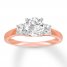 Three-Stone Diamond Ring 1 ct tw Round-cut 14K Rose Gold