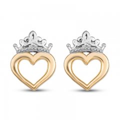 Children's Princess Crown Earrings 14K Yellow Gold