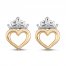 Children's Princess Crown Earrings 14K Yellow Gold