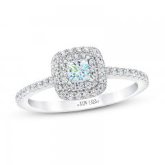 First Light Diamond Engagement Ring 1/2 ct tw Princess/Round 14K White Gold