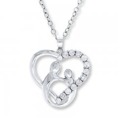 Mother and Child Necklace Diamond Accents Sterling Silver