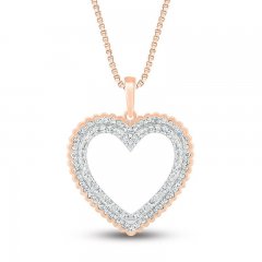 Diamond Heart Necklace 1/5 ct tw Round-cut 10K Rose Gold 18"