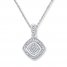 Cushion-Shaped Necklace Diamond Accents Sterling Silver