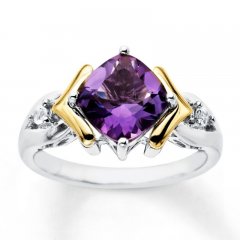 Amethyst Ring White Topaz Sterling Silver/10K Gold