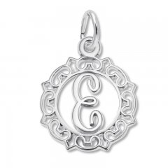 Letter E Charm Sterling Silver