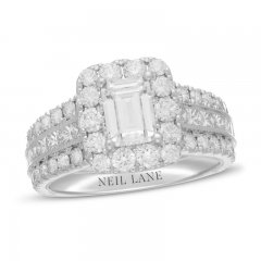 Neil Lane Engagement Ring 2-7/8 ct tw Emerald/Princess/Round 14K White Gold