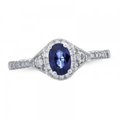 Sapphire Ring 1/5 ct tw Diamonds 10K White Gold