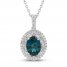 Neil Lane Topaz & Diamond Necklace 1/3 ct tw Oval/Baguette/Round-cut 14K White Gold 19"