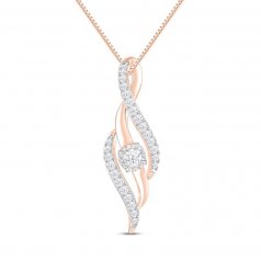 Diamond Journey Necklace 1/3 ct tw Round-Cut 10K Rose Gold 18"