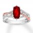 Garnet Ring 1/10 ct tw Diamonds Sterling Silver/10K Rose Gold