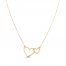 Double Heart Necklace 10K Yellow Gold 16"