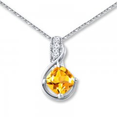 Citrine Necklace White Topaz Sterling Silver