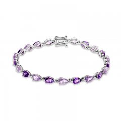 Light And Dark Amethyst Bracelet Sterling Silver 7.25"