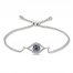 Blue Sapphire Evil Eye Bolo Bracelet 1/5 ct tw Diamonds Sterling Silver