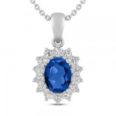 Blue & White Lab-Created Sapphire Necklace Sterling Silver 18"