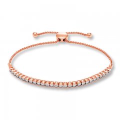 Diamond Bolo Bracelet 1/4 ct tw Round-cut 10K Rose Gold