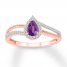 Amethyst & Lab-Created White Sapphire Ring 10K Rose Gold