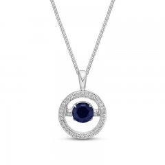 Unstoppable Love Blue Sapphire Necklace 1/10 ct tw Diamonds Sterling Silver 19"