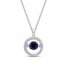 Unstoppable Love Blue Sapphire Necklace 1/10 ct tw Diamonds Sterling Silver 19"