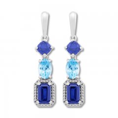 Lab-Created Sapphire Earrings with Diamonds Sterling Silver