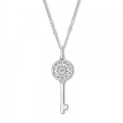 Emmy London Diamond Key Necklace 1/5 ct tw Sterling Silver