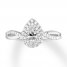 Diamond Engagement Ring 1/2 ct tw Pear/Round 14K White Gold