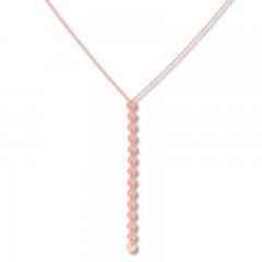 Disc Drop Necklace 14K Rose Gold 16-18" Adjustable