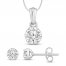 Diamond Solitaire Boxed Set 3/8 ct tw Sterling Silver