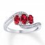 Lab-Created Ruby Ring Diamond Accents Sterling Silver