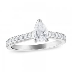 Certified Diamond Engagement Ring 1 ct tw Pear/Round 14K White Gold