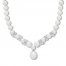 Cultured Pearl Necklace Lab-Created Sapphires Sterling Silver