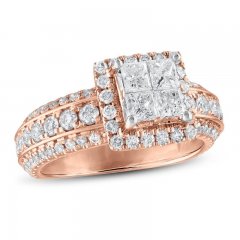 Diamond Engagement Ring 2 ct tw Princess/Round 14K Rose Gold