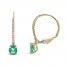 Emerald & Diamond Hoop Earrings 1/15 ct tw Oval/Round-Cut 10K Yellow Gold