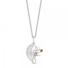 Disney Treasures Nightmare Before Christmas Mother of Pearl/Citrine Necklace Sterling Silver/10K Rose Gold 17"