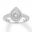 Diamond Engagement Ring 1/2 ct tw Pear/Round 14K White Gold