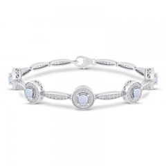 Lab-Created Opal & Lab-Created White Sapphire Bracelet Sterling Silver