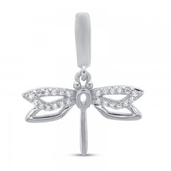 True Definition Dragonfly Charm 1/10 ct tw Diamonds Sterling Silver