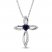 Blue & White Lab-Created Sapphire Cross Necklace Sterling Silver 18"