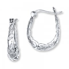 Oval Hoop Earrings Sterling Silver