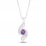 Amethyst & Diamond Necklace Sterling Silver 18"