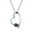 Black Diamond Accent Heart Necklace 10K White Gold