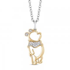 Disney Treasures Winnie the Pooh Diamond Necklace 1/20 ct tw Sterling Silver/10K Yellow Gold