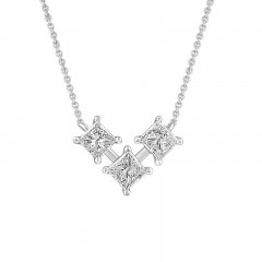 3-Stone Diamond Necklace 1/2 ct tw Princess-cut 10K White Gold