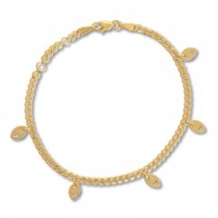 Evil Eye Charm Bracelet 14K Yellow Gold 6.25" or 7.25" Adj.