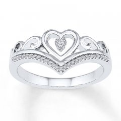 Heart Ring 1/10 ct tw Diamonds Sterling Silver