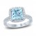 Aquamarine Engagement Ring 3/8 ct tw Diamonds 14K White Gold