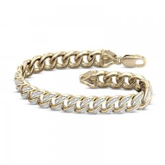 Men's Cuban Curb Chain Bracelet 2 ct tw Diamonds 10K Yellow Gold 8.5"