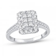 Diamond Engagement Ring 7/8 ct tw Princess/Round 10K White Gold