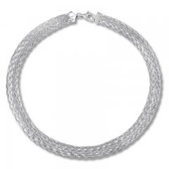 Braided Herringbone Chain Necklace Sterling Silver 18" Length