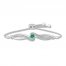 Lab-Created Emerald & White Lab-Created Sapphire Bolo Bracelet Sterling Silver